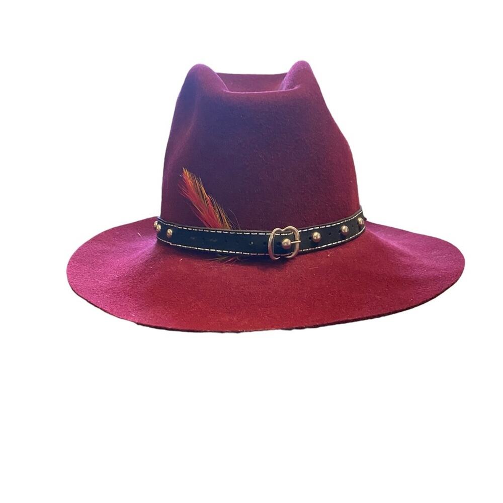 Smithbilt Hat Fedora made in Calgary Canada Burgundy Western Cowboy Size 6 5/8" - Picture 2 of 8